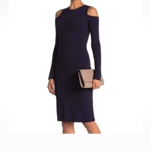 Eliza J Black Cold Shoulder Sweater Dress MSRP $120